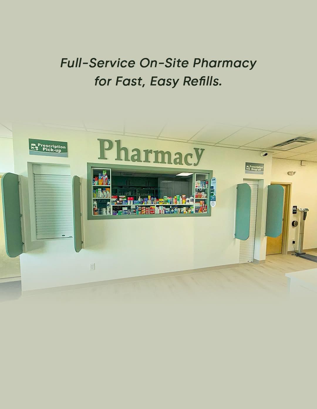 Prescription counter inside Bonavista Pharmacy
